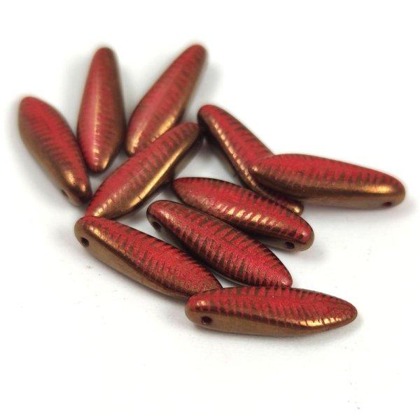 Lándzsa (szirom) cseh préselt üveggyöngy - Opaque Dark Red Bronze Laser Cut
- 5x16mm