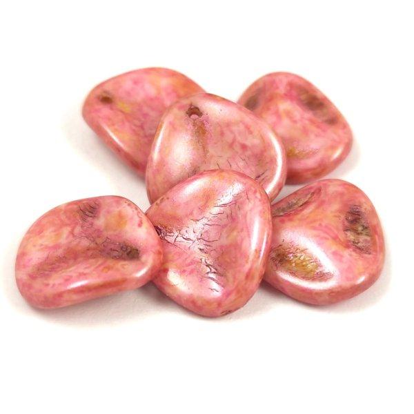 Rose petal gyöngy - Alabaster Pink Brown - 14x13mm