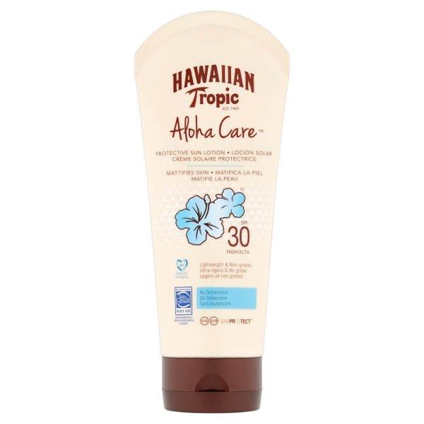 Hawaiian Tropic Mattító hatású napvédő tej SPF 30
Aloha Care (Hawaiian Tropic Protective Sun Lotion Mattifies Skin) 180 ml