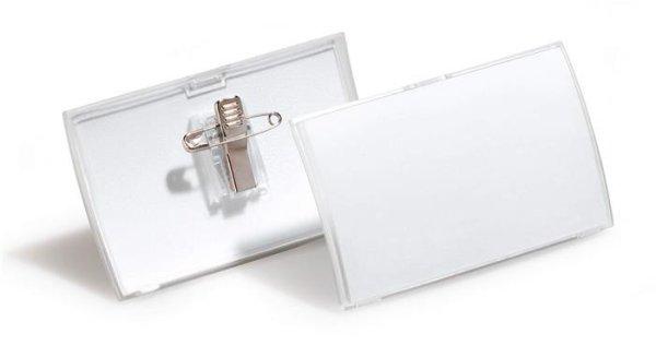 Névkitűző, csíptetővel és tűvel, PP, 40x75 mm, DURABLE "Click
Fold"