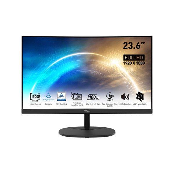 MSI Monitor Business PRO MP2412C 23,6" Ívelt FHD, 1920x1080, VA, 100Hz,
3000:1 CR, 250cd/m2, 1ms, HDMI, DP, Black