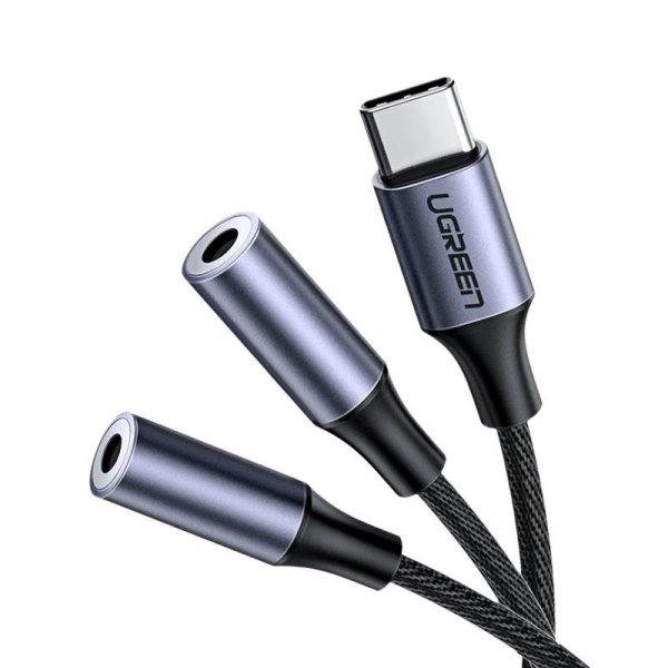 UGREEN AUX Audio splitter val USB-C cable, 25cm (silver)