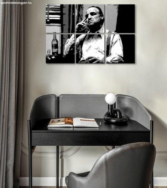 A legnagyobb maffiózók vásznon THE GODFATHER - VITO CORLEONE egy üveg
whiskyvel 120x80 cm