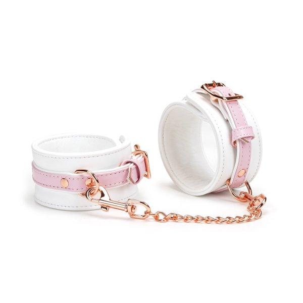  White & Pink Fairy Goat Leather Ankle Cuffs 