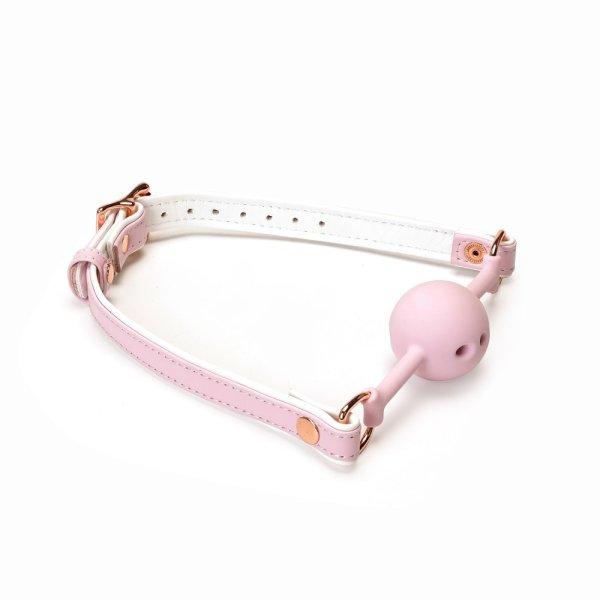  White & Pink Fairy Goat Leather Ball Gag 