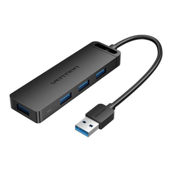 USB 3.0 hub 4 porttal és tápadapter szellőzőnyílással CHLBD 0,5 m, fekete