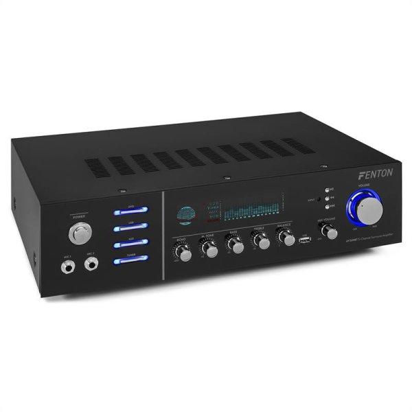 Fenton AV320BT, surround HiFi erősítő, 200 W RMS, (2 x 100 W 8 Ohm-ra),
BT/USB/AUX