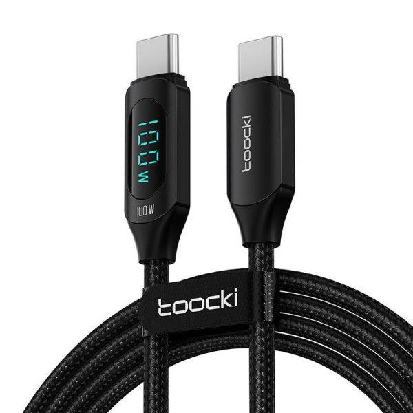 Toocki USB CC töltőkábel, 1 m, 100 W (fekete)