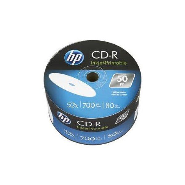 CD-R lemez, nyomtatható, 700MB, 52x, 50 db, zsugor csomagolás, HP