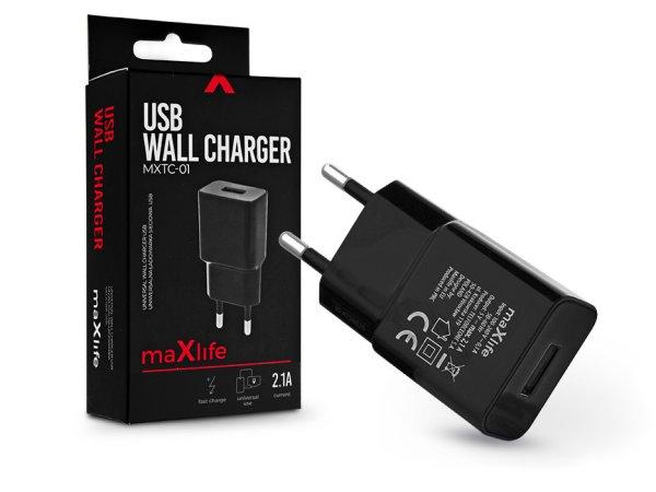 Maxlife USB hálózati töltő adapter - Maxlife MXTC-01 USB Wall Fast Charger -
5V/2,1A - fekete