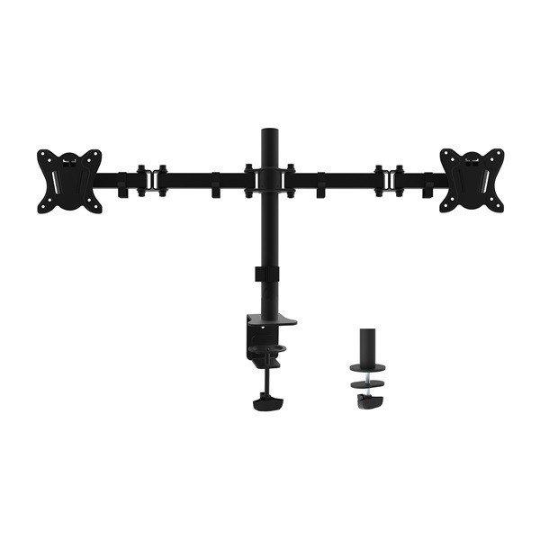 Equip Monitor Asztali konzol - 650152 (13"-27", 2 monitor, dönthető,
forgatható, állítható magasság, Max.:2x9kg, fekete)