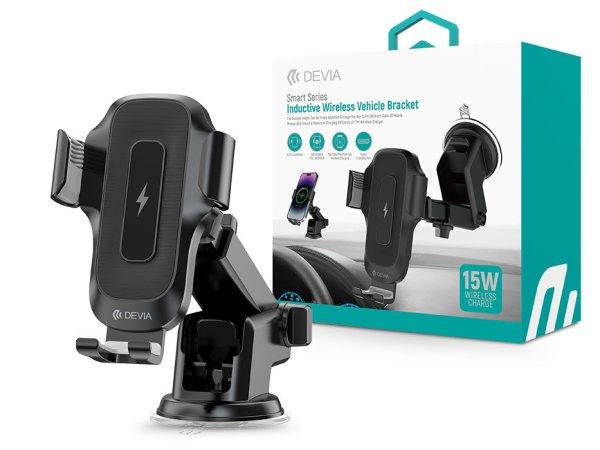 Devia műszerfalra / szélvédőre helyezhető vezeték nélküli
autóstöltő/tartó - Devia Smart Series Inductive Wireless Vehicle Bracket -
15W - Qi szabványos - fekete