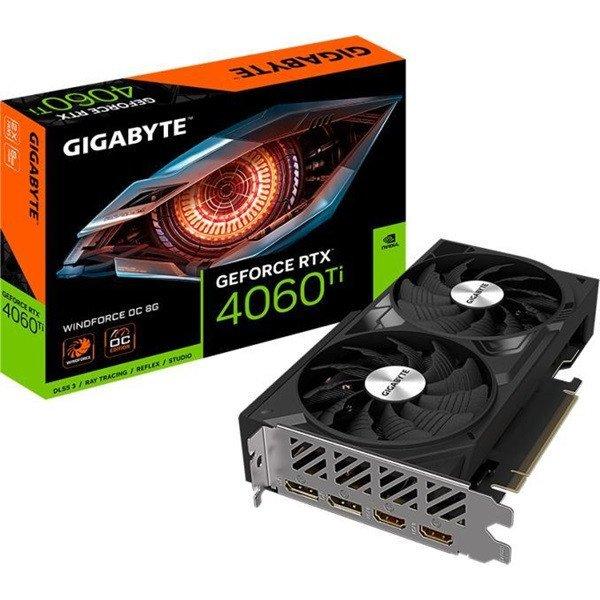 Gigabyte Videókártya - nVidia RTX 4060 Ti Windforce 8GB (8192MB, GDDR6,
128bit, 2550/18000Mhz, 2xHDMI, 2xDP)