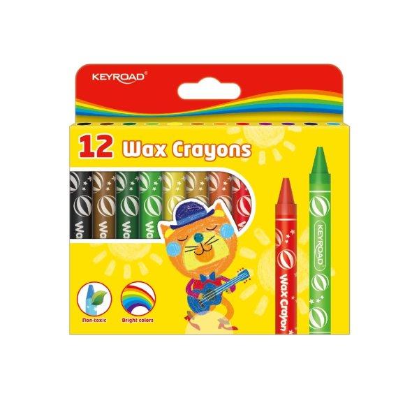 Zsírkréta készlet 11x100 mm 12 db/bliszter Keyroad Wax Crayon vegyes színek