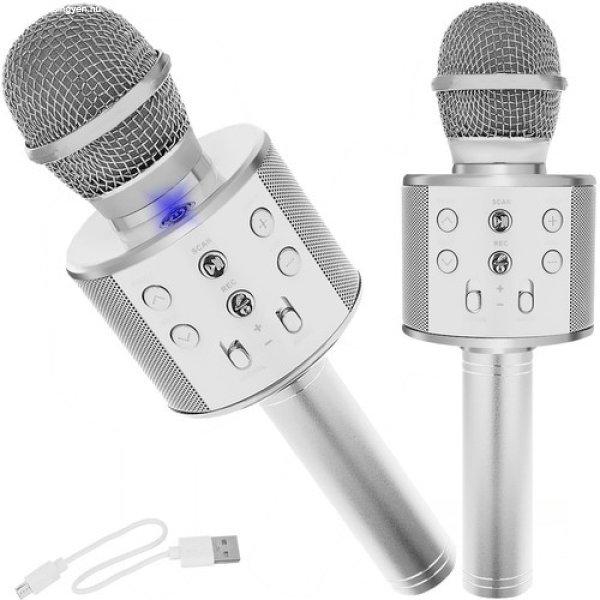 Bluetooth Karaoke mikrofon ezüst színű WS-858 (BB-22188)