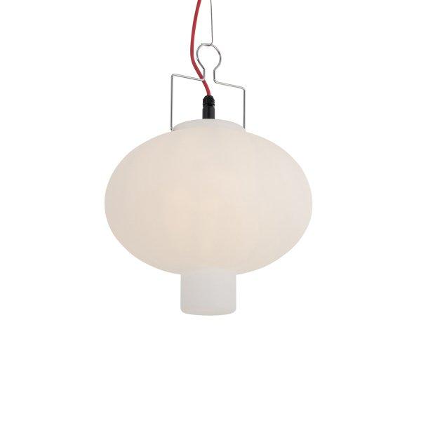 Buiten hanglamp wit 35 cm met rode stekker IP44 - Pion