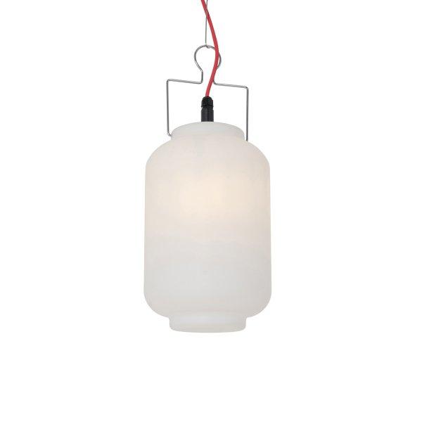 Buiten hanglamp wit 20 cm met rode stekker IP44 - Pion