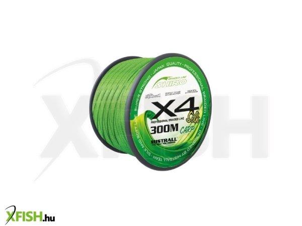 Mistrall Shiro Silk Braided Line X4 Fonott pontyozó zsinór - Green carp Zöld
300M 0,28 mm 30,50 kg