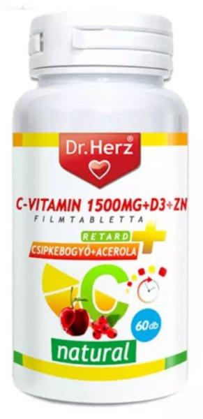 Dr. Herz C-vitamin 1500mg+D3+Zn csipkebogyóval és acerola kivonattal 60 db
tabletta