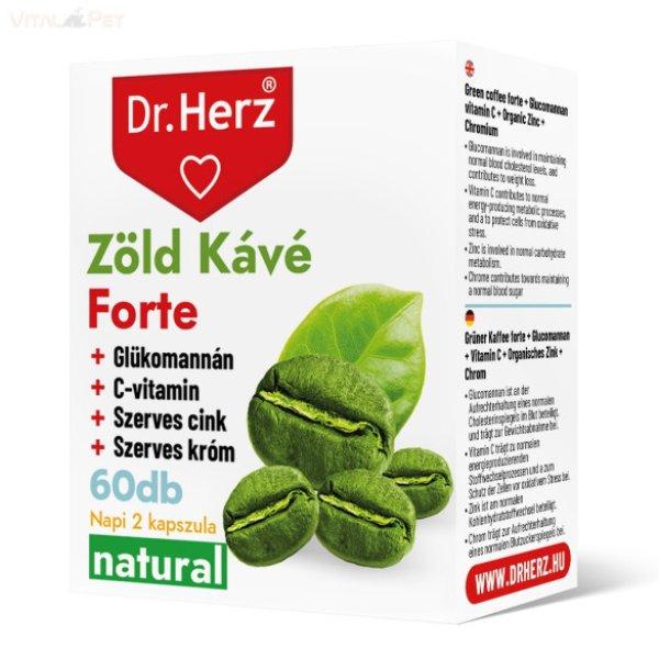 Dr. Herz Zöld Kávé Forte + C-vitamin + Glükomannán 60 db kapszula doboz