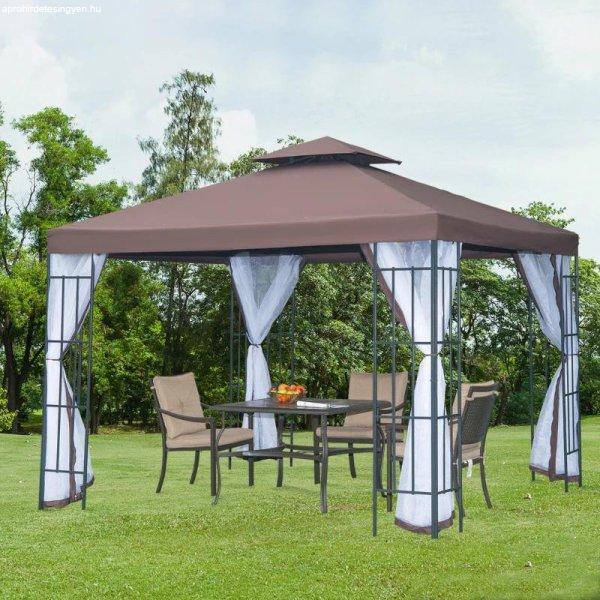 Luxus pavilon pergola 3 x 3 m szunyoghálóval barna