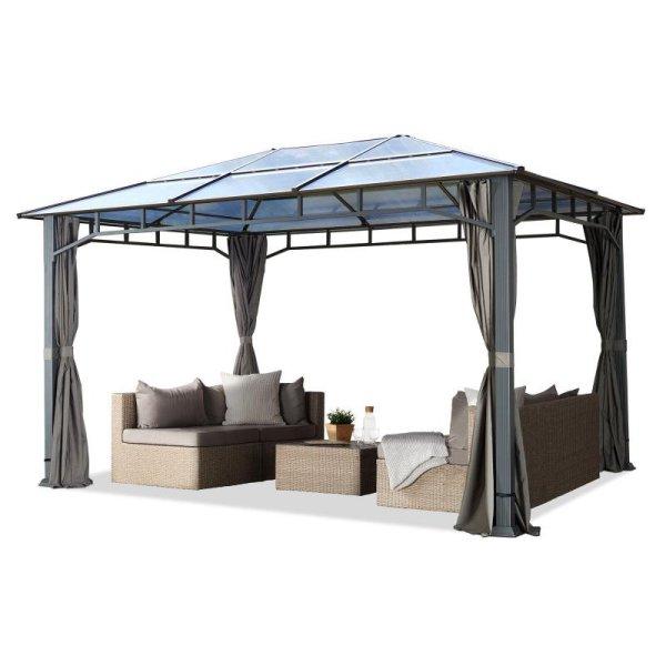 Sunset Deluxe luxus ALU kerti pavilon, pergola rendezvénysátor 3x4m
oldalfüggönnyel