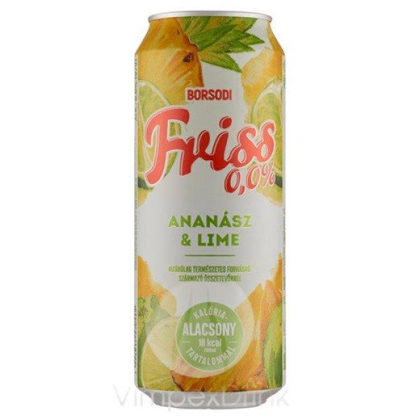 Borsodi Friss ananász-lime 0% dob0,5l-DRS