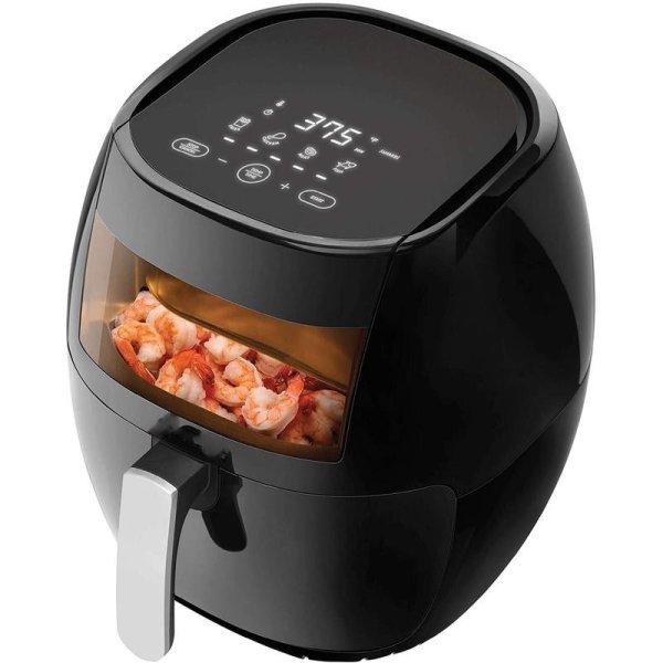 Elite® 7,7 L-es Air Fryer + receptkönyv, 1800W olaj nélküli forró levegős
fritőz digitális kijelzővel, keverőlapáttal és betekintőablakkal