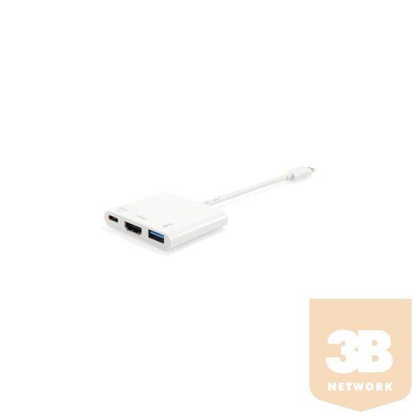 Equip 133461 USB-C -> HDMI,USB-A, USB-C átalakító, apa/anya (4096x2160 @
30 Hz, PD)