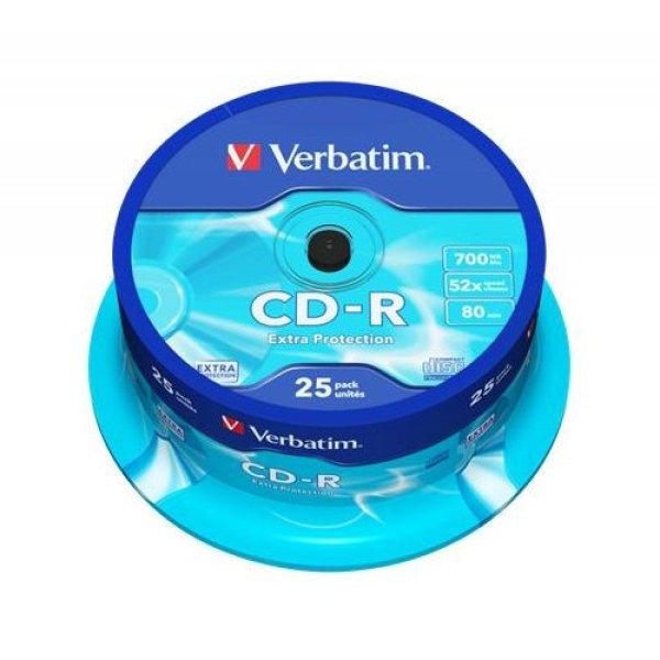 CD-R lemez, 700MB, 52x, 25 db, hengeren, VERBATIM "DataLife"