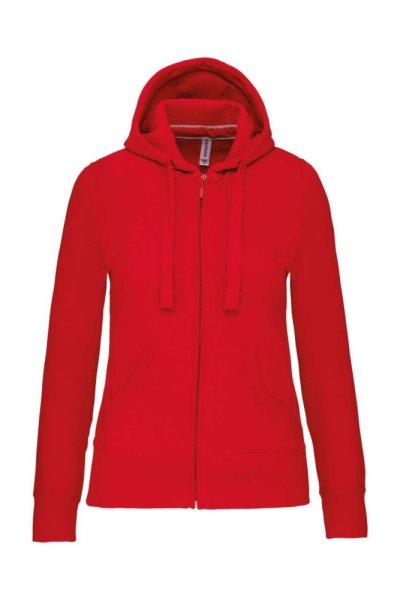 Női cipzáros kapucnis pulóver, Kariban KA464, Red-2XL
