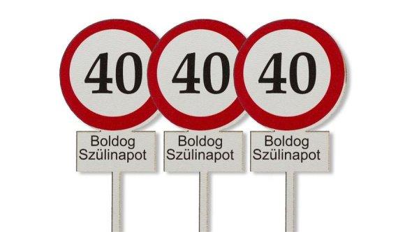 3 db 40-es tábla Boldog Szülinapot felirat sziluett tortadísz