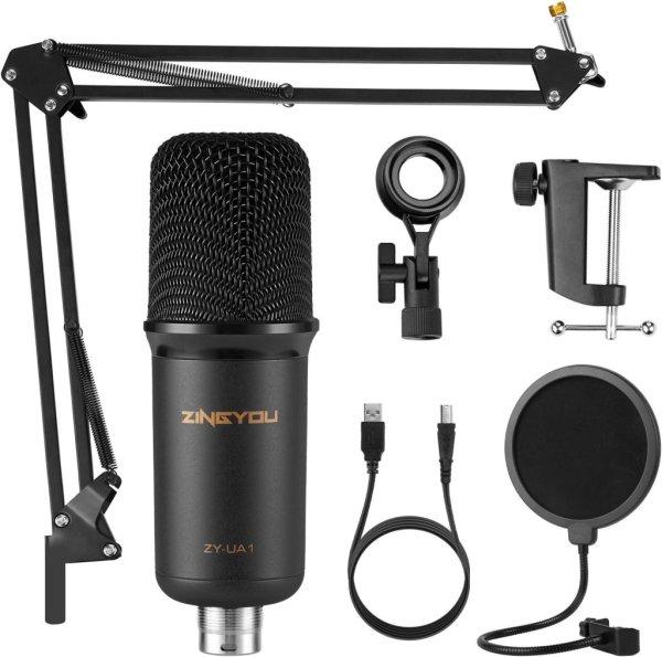 ZINGYOU ZY-UA1 kondenzátor USB-mikrofon Kit podcasting, játékokhoz, YouTube
streameléshez