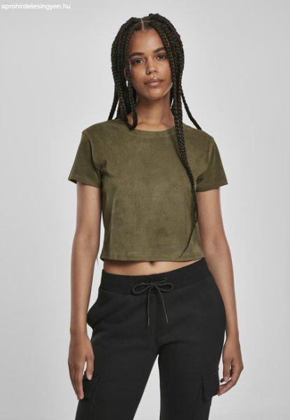 Urban Classics Ladies Cropped Peached Rib Tee olive