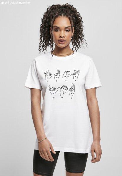 Mr. Tee Ladies FU Sign Language Tee white