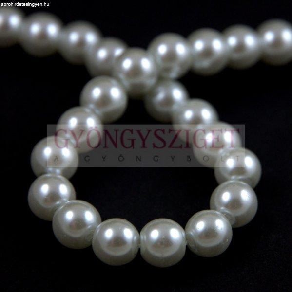 Tekla golyó gyöngy - White Pearl - 6mm (szálon - kb. 145db/szál)