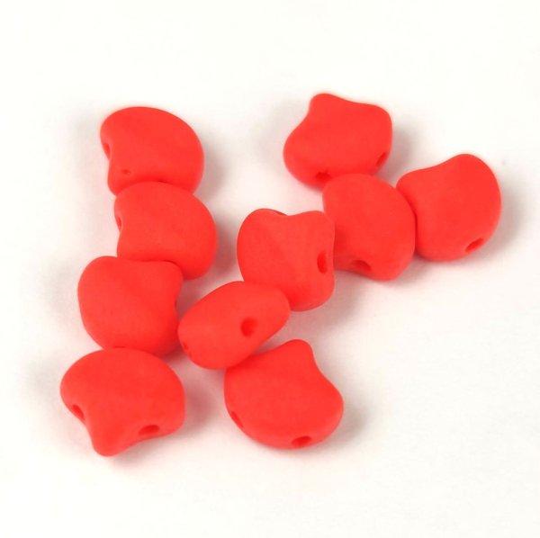 Ginko - cseh préselt kétlyukú gyöngy - Orange Matt - 7.5 x 7.5 mm