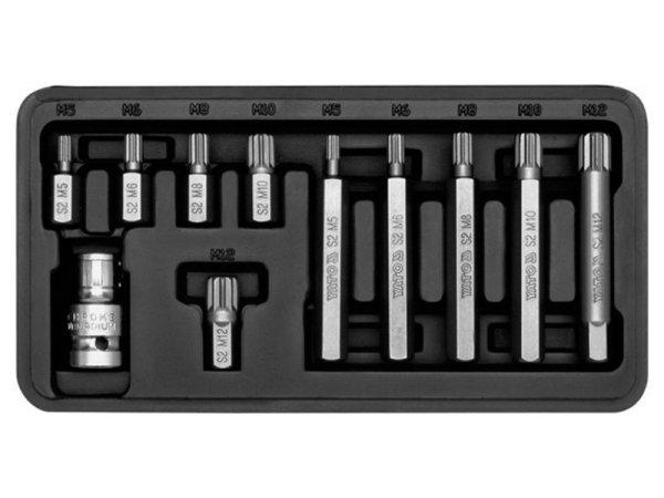 YATO Bit készlet 11 részes SPLINE M5-M12 L=30 mm,L=75 mm 1/2"