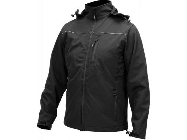 YATO Munkavédelmi softshell kabát kapucnival fekete 2XL-es méret 3 zsebes