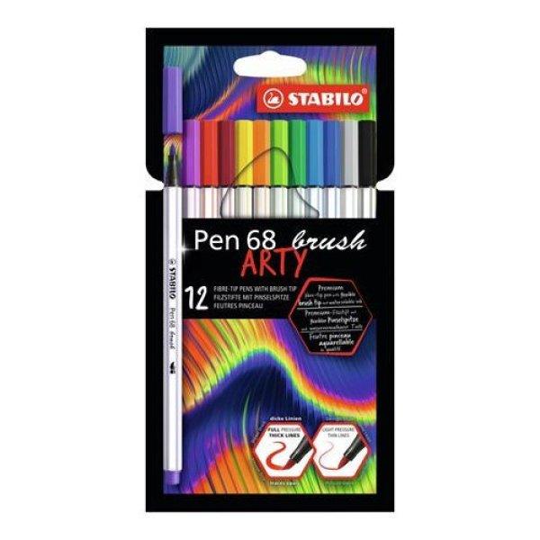 Ecsetirón készlet, STABILO "Pen 68 brush ARTY", 12 különböző
szín