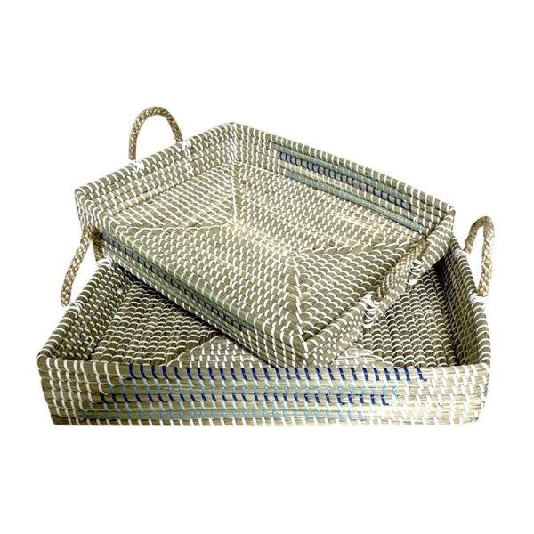 Tálca készlet DKD Home Decor Fehér Türkizkék Természetes Trópusi 48 x 38
x 15 cm Fém (2 egység) MOST 47829 HELYETT 27994 Ft-ért!
