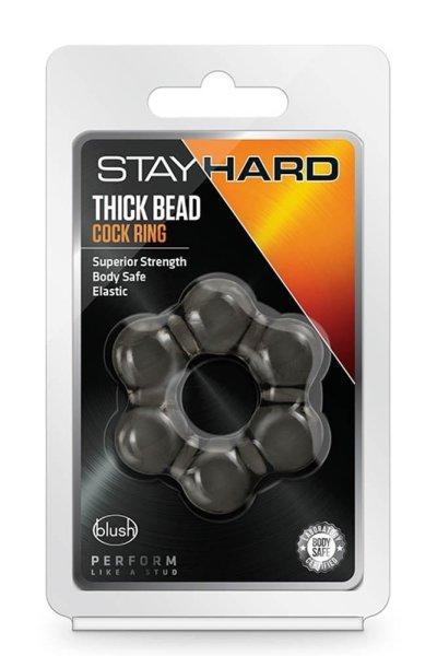  STAY HARD THICK BEAD COCK RING BLACK 