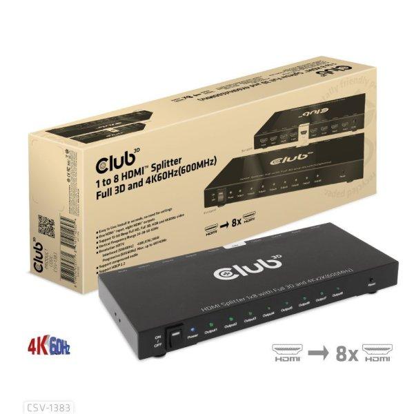 Club3D 1 to 8 HDMI Splitter Full 3D and 4K60Hz (600MHz)