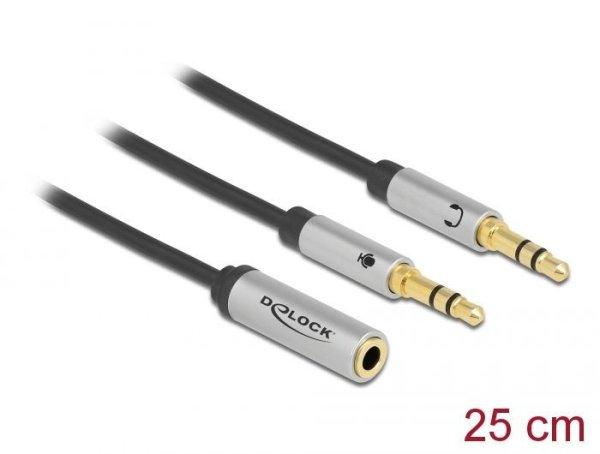 DeLock Headset Adapter 1 x 3.5 mm 4 pin Stereo jack female to 2 x 3.5 mm 3 pin
Stereo jack male (CTIA)