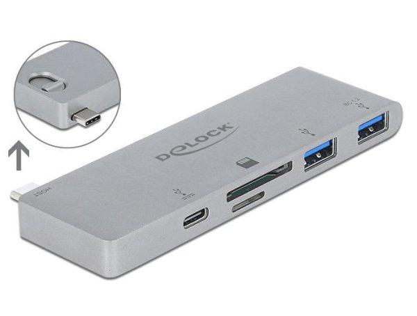 DeLock 3 Port Hub and 2 Slot Card Reader for MacBook with PD 3.0 and retractable
USB Type-C Connection