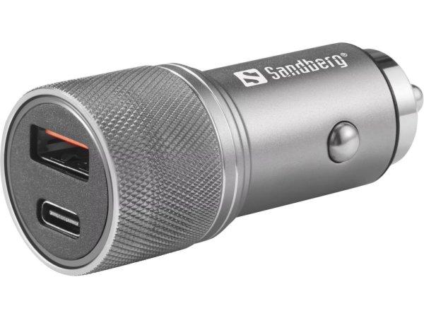 Sandberg Car Charger 1xQC3.0+1xUSBC 48W Grey