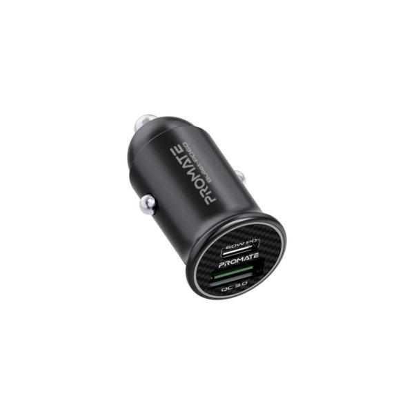 Promate Bullet-PD40 RapidCharge Mini Car Charger with 60W Power Delivery & Quick
Charge 3.0 Black