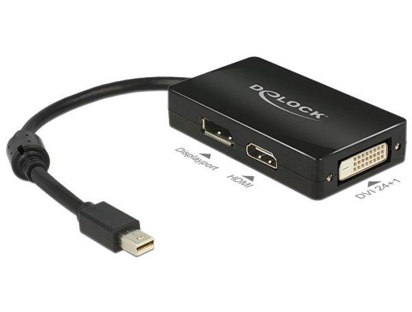 DeLock mini Displayport 1.1 male > Displayport / HDMI / DVI-D (Dual Link)
female Passive Adapter Black