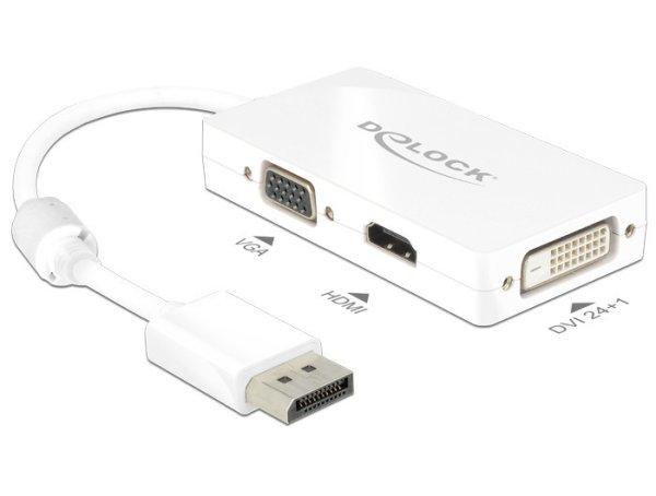 DeLock Displayport 1.1 male > VGA/HDMI/DVI-D (Dual Link) female Passive
Adapter White