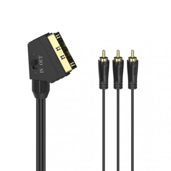 Hama FIC AV összekötőkábel SCART-3RCA BE/KI 1,5m Black